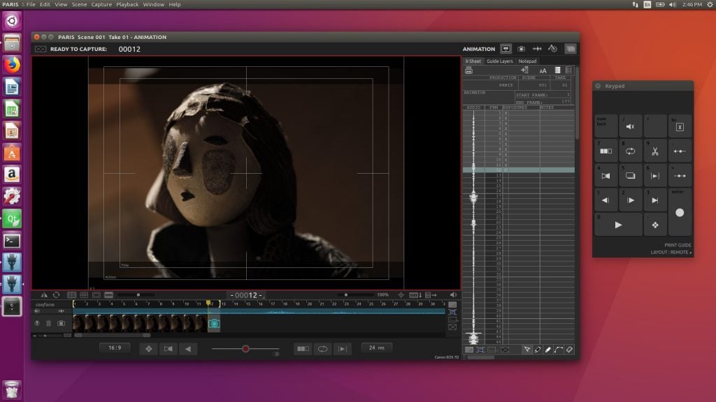 Animationsarbeitsbereich auf Ubuntu